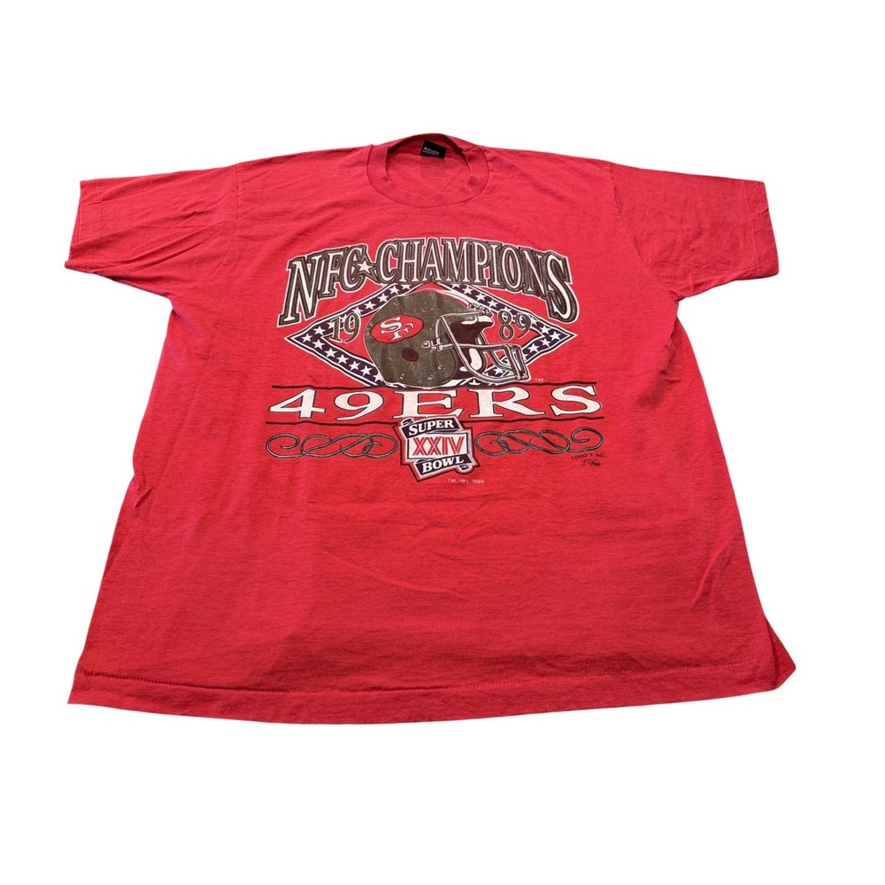 Vintage 1989 San Francisco‎ 49ers NFC Champions T-Shirt XXL Screen Stars Red 80s